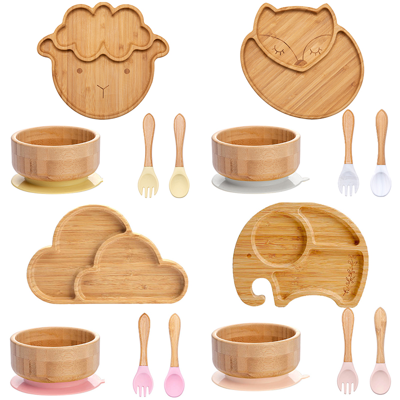 Baby Food Menu - 4pcs Children's Tableware Suction Plate Bowl