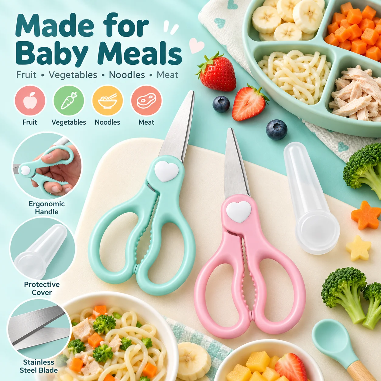 Baby Food Scissors Portable, S - Baby Food Scissors ulasan dan harga